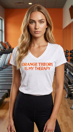 Orange Theory Is My Therapy – Women's V-Neck T-Shirt